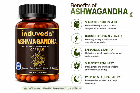 Induveda Organic Ashwagandha Capsule - Pure Root Extract for Stress & Vitality